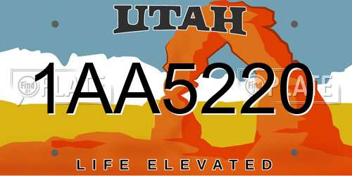 1AA5220 Utah License Plate