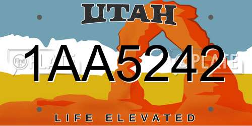 1AA5242 Utah License Plate