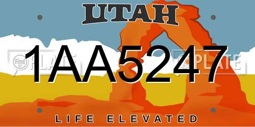 1AA5247 Utah License Plate