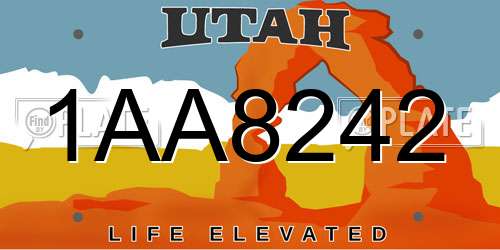 1AA8242 Utah License Plate