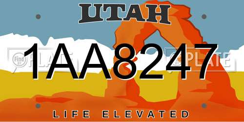 1AA8247 Utah License Plate