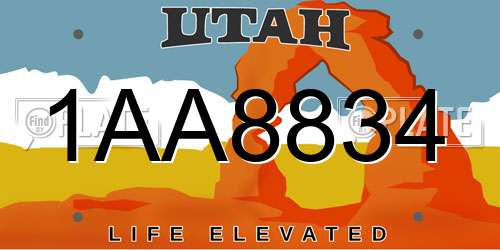 1AA8834 Utah License Plate