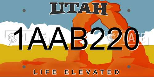 1AAB220 Utah License Plate