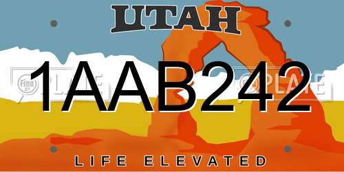 1AAB242 Utah License Plate