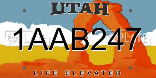 1AAB247 Utah License Plate
