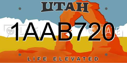 1AAB720 Utah License Plate