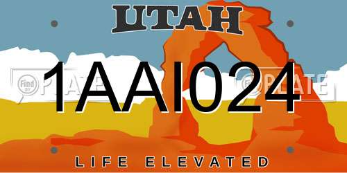 1AAI024 Utah License Plate