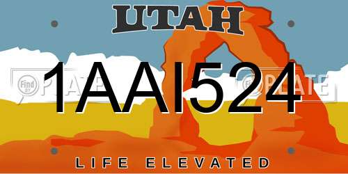 1AAI524 Utah License Plate