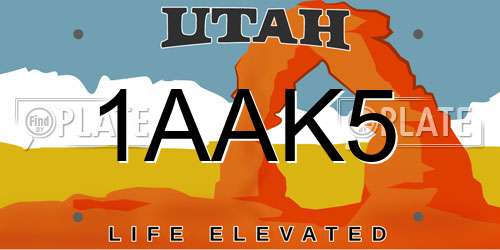 1AAK5 Utah License Plate