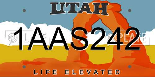 1AAS242 Utah License Plate