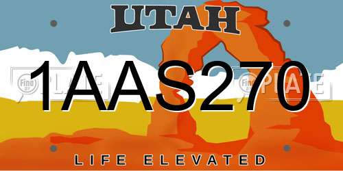 1AAS270 Utah License Plate