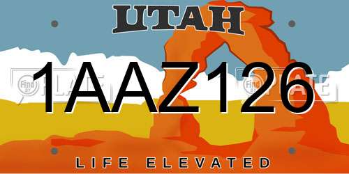 1AAZ126 Utah License Plate
