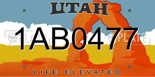 1AB0477 Utah License Plate