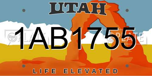 1AB1755 Utah License Plate