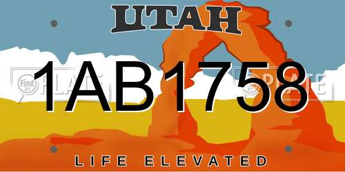 1AB1758 Utah License Plate