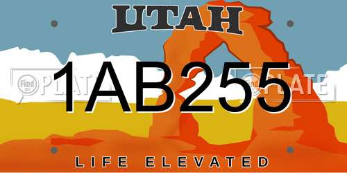 1AB255 Utah License Plate