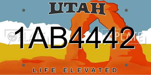1AB4442 Utah License Plate