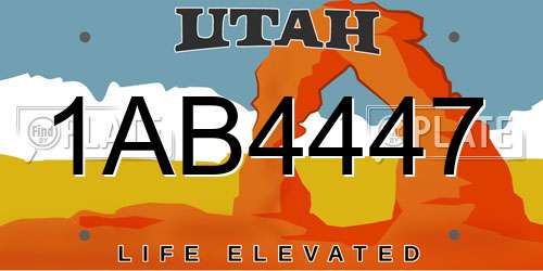 1AB4447 Utah License Plate