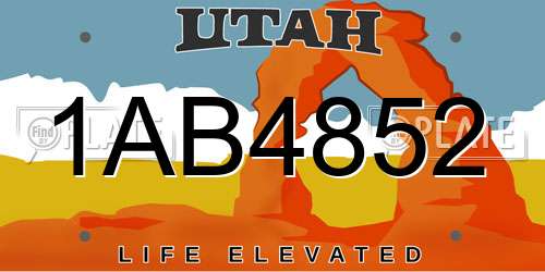1AB4852 Utah License Plate