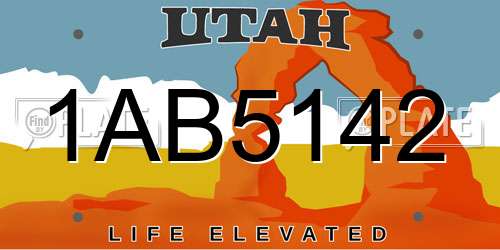 1AB5142 Utah License Plate