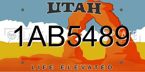 1AB5489 Utah License Plate