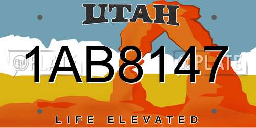 1AB8147 Utah License Plate