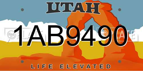 1AB9490 Utah License Plate