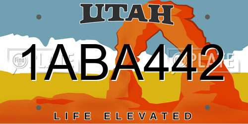 1ABA442 Utah License Plate