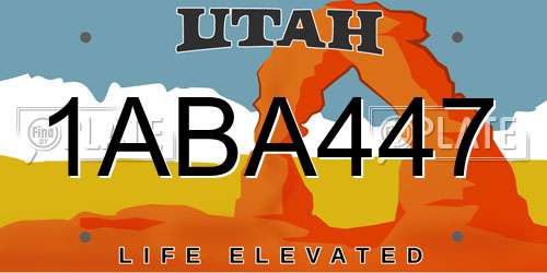 1ABA447 Utah License Plate
