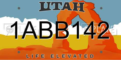 1ABB142 Utah License Plate