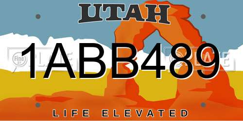 1ABB489 Utah License Plate