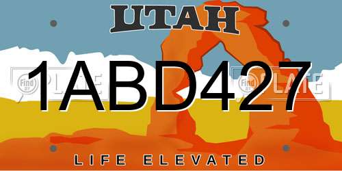1ABD427 Utah License Plate