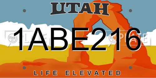 1ABE216 Utah License Plate