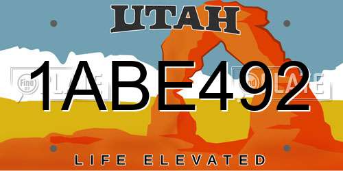 1ABE492 Utah License Plate