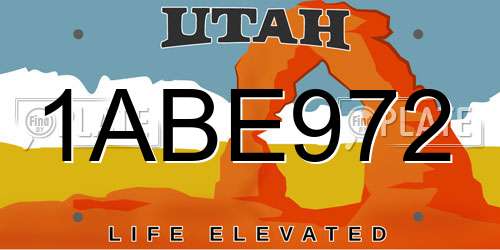 1ABE972 Utah License Plate