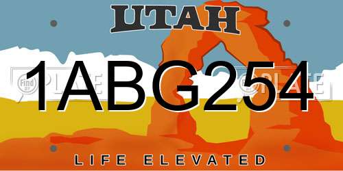 1ABG254 Utah License Plate