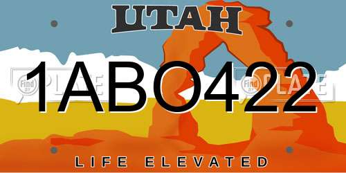 1ABO422 Utah License Plate