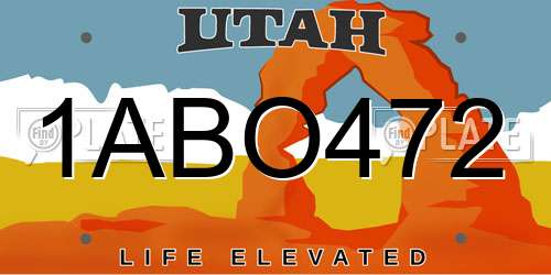 1ABO472 Utah License Plate