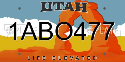 1ABO477 Utah License Plate