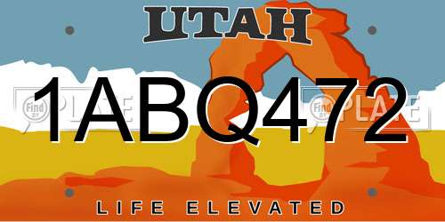 1ABQ472 Utah License Plate