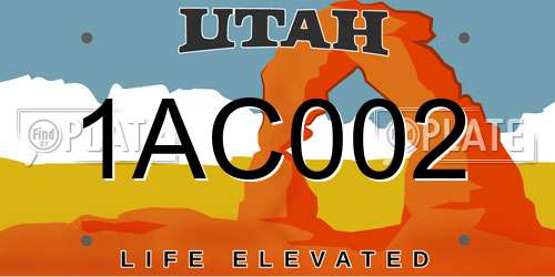 1AC002 Utah License Plate