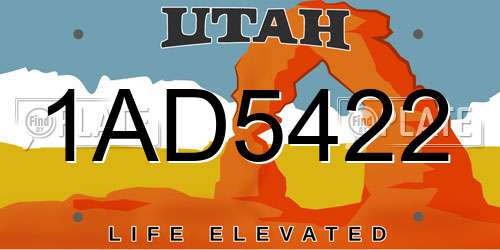 1AD5422 Utah License Plate