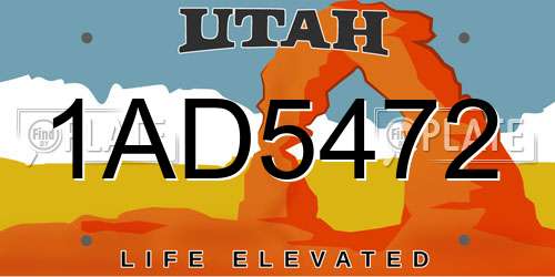 1AD5472 Utah License Plate