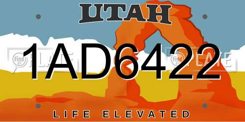1AD6422 Utah License Plate