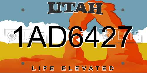 1AD6427 Utah License Plate