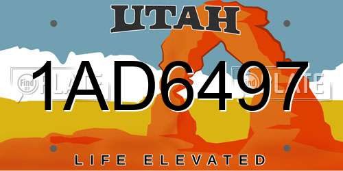 1AD6497 Utah License Plate