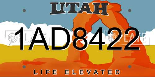 1AD8422 Utah License Plate