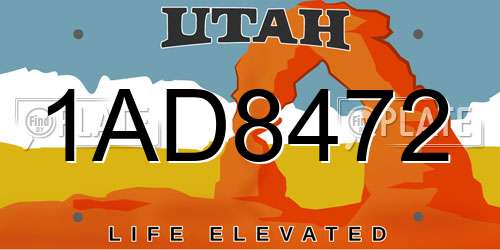 1AD8472 Utah License Plate