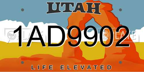 1AD9902 Utah License Plate