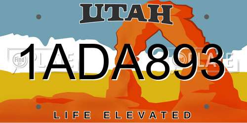 1ADA893 Utah License Plate
